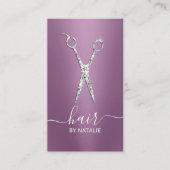 Haar Stylist Diamond Schaar Paarse Salon Visitekaartje (Voorkant)
