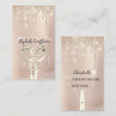Haar Stylist Drip Glitter Coiffure Gold Scissers Visitekaartje (Voorkant / Achterkant)