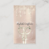 Haar Stylist Drip Glitter Coiffure Gold Scissers Visitekaartje (Voorkant)