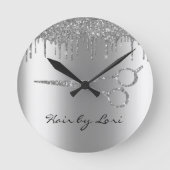 Haar Stylist Drivers Glitter Scissors Ronde Klok (Voorkant)