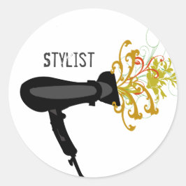Haar Stylist Droger Stylist Bloemen Ronde Sticker