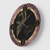 Haar Stylist Dusty Roos Glitter and Leopard Print Grote Klok (Hoek)