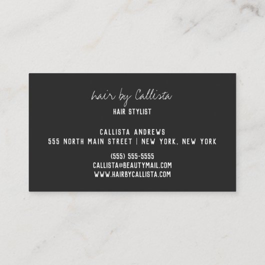 Haar Stylist Eenvoudig Roos Goud Moderne Typografi Visitekaartje (Achterkant)