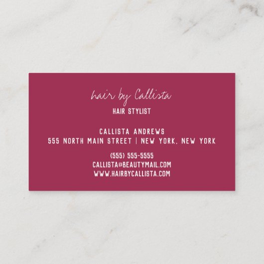 Haar Stylist Eenvoudig Roos Goud Moderne Typografi Visitekaartje (Achterkant)