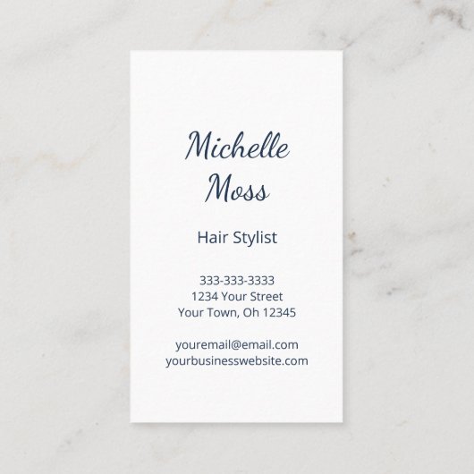 Haar Stylist Eenvoudige Minimalistische Schaar Mar Visitekaartje (Achterkant)