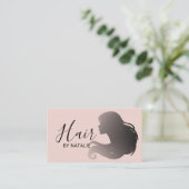 Haar Stylist Elegant Blush Roze Schoonheid Salon Visitekaartje (Staand voorkant)