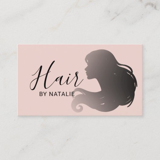 Haar Stylist Elegant Blush Roze Schoonheid Salon Visitekaartje (Voorkant)