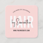 Haar Stylist Elegant Chique Vrouwelijke Blush Roze Vierkante Visitekaartje (Voorkant)