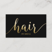 Haar Stylist Elegant Goud Script Typografie Salon Visitekaartje (Voorkant)