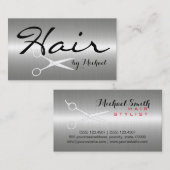 Haar Stylist Elegant Roestvrij staal Visitekaartje (Voorkant / Achterkant)