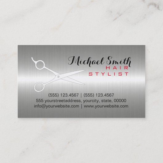 Haar Stylist Elegant Roestvrij staal Visitekaartje (Achterkant)