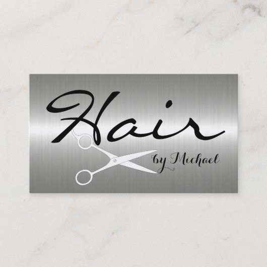 Haar Stylist Elegant Roestvrij staal Visitekaartje (Voorkant)
