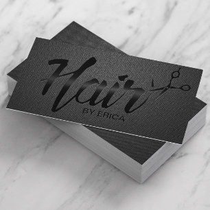 Haar Stylist Elegant Script Unique Carbon Black Visitekaartje