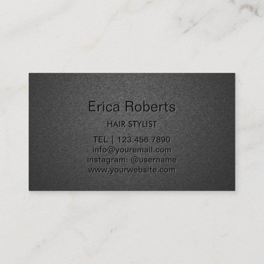 Haar Stylist Elegant Script Unique Carbon Black Visitekaartje (Achterkant)