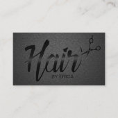 Haar Stylist Elegant Script Unique Carbon Black Visitekaartje (Voorkant)