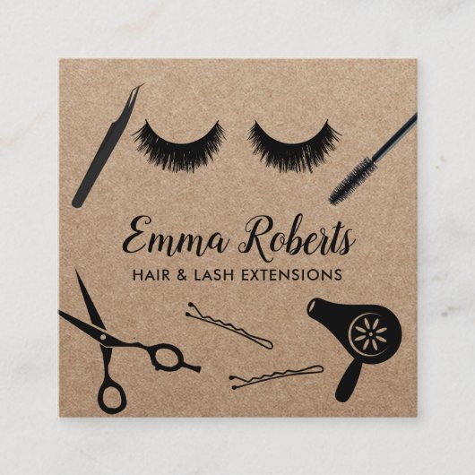 Haar Stylist & Eyelash Extensions Rustige Salon Vierkante Visitekaartje (Voorkant)