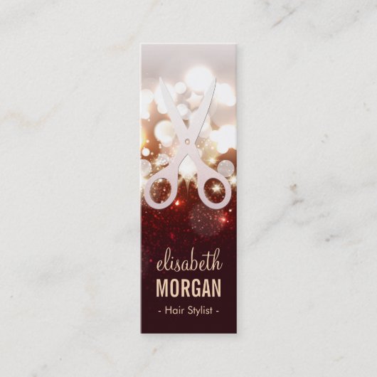 Haar Stylist Fashionable Gold Sparkle-schaar Mini Visitekaartje (Voorkant)
