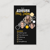 Haar Stylist Foto Custom Design in Zwart Geel Visitekaartje (Voorkant)