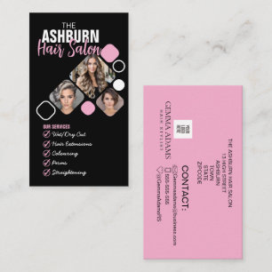 Haar Stylist foto Custom Design in Zwart roze Visitekaartje