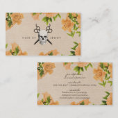  haar stylist gele florale schaar schedel visitekaartje (Voorkant / Achterkant)