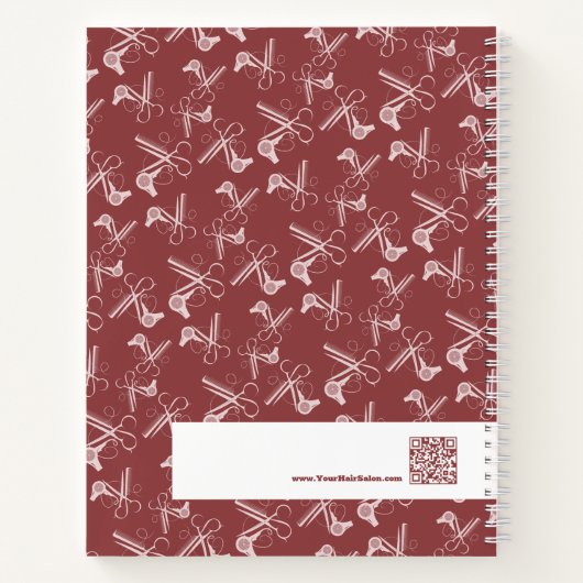 Haar Stylist Gereedschap Patroon Bourgogne Roze Wi Notitieboek (Achterkant)