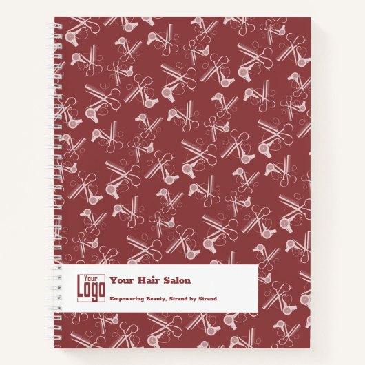 Haar Stylist Gereedschap Patroon Bourgogne Roze Wi Notitieboek (Voorkant)
