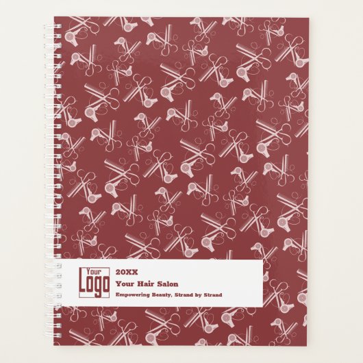 Haar Stylist Gereedschap Patroon Bourgogne Roze Wi Planner (Voorkant)