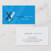 Haar Stylist - Gewoon blauw schaartje Comb Logo Visitekaartje (Voorkant / Achterkant)