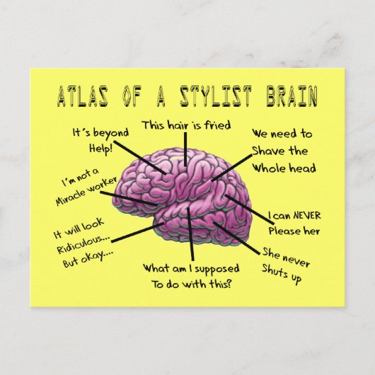 Haar Stylist Gifts "Atlas of a Stylist Brain" Briefkaart (Voorkant)