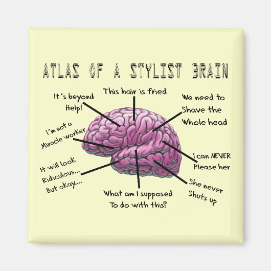Haar Stylist Gifts "Atlas of a Stylist Brain" Magneet (Voorkant)