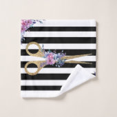 Haar Stylist Glitter Schaar Beauty strepen bloemen Bad Handdoek (Wasdoekje)