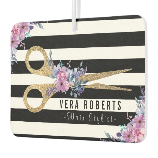 Haar Stylist Glitter Schaar Beauty strepen bloemen Luchtverfrisser (Links)