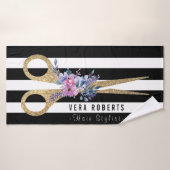 Haar Stylist Glitter Schaar Floral Schoonheidssalo Badhanddoek (Badhanddoek)