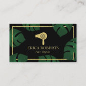 Haar Stylist Gold Dryer Logo Tropische Salon Spa Visitekaartje (Voorkant)