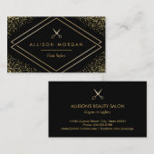 Haar Stylist Gold Glitter Confetti Scissors Logo Visitekaartje (Voorkant / Achterkant)