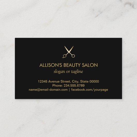 Haar Stylist Gold Glitter Confetti Scissors Logo Visitekaartje (Achterkant)