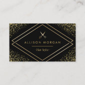 Haar Stylist Gold Glitter Confetti Scissors Logo Visitekaartje (Voorkant)