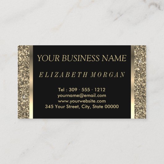 Haar Stylist - Gold Glitter en Floral Visitekaartje (Achterkant)