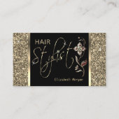Haar Stylist - Gold Glitter en Floral Visitekaartje (Voorkant)