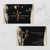 Haar Stylist Gold Glitter Splatter Scissors Visitekaartje (Voorkant / Achterkant)