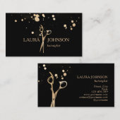 Haar Stylist Gold Glitter Splatter Scissors Visitekaartje (Voorkant / Achterkant)