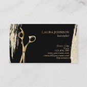 Haar Stylist Gold Glitter Splatter Scissors Visitekaartje (Achterkant)