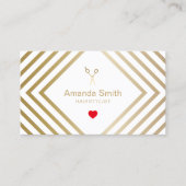 Haar Stylist Gold Scissor & Heart Geometric Salon Visitekaartje (Voorkant)