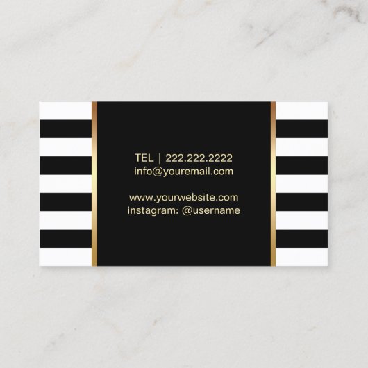 Haar Stylist Gold Scissor Logo Modern Stripes Visitekaartje (Achterkant)