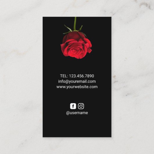 Haar Stylist Gold Scissor & Red Rose Flower Salon Visitekaartje (Achterkant)