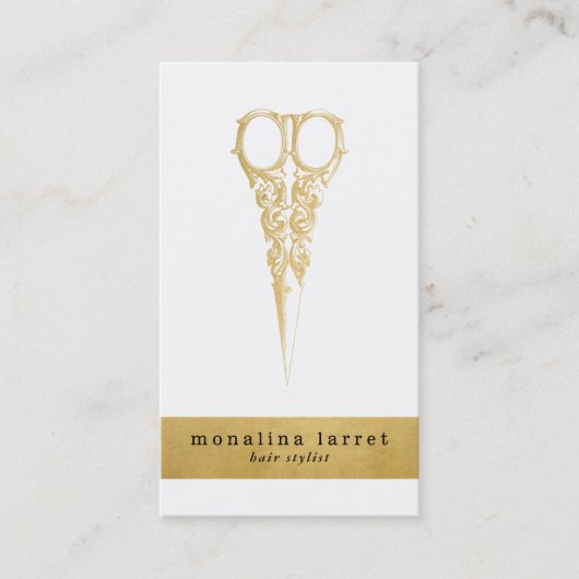 Haar Stylist  Gold Scissors - Grafische zaken  Visitekaartje (Voorkant)