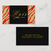 Haar Stylist Gold Scissors Script Modern Zebra #10 Visitekaartje (Voorkant / Achterkant)