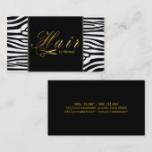 Haar Stylist Gold Scissors Script Modern Zebra Visitekaartje (Voorkant / Achterkant)