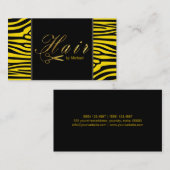 Haar Stylist Gold Scissors Script Moderne Zebra #4 Visitekaartje (Voorkant / Achterkant)