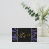 Haar Stylist Gold Scissors Script Moderne Zebra #6 Visitekaartje (Staand voorkant)